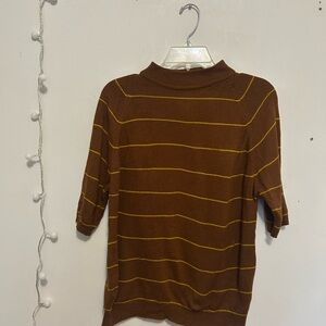 Brown Striped Short Sleeve Tee